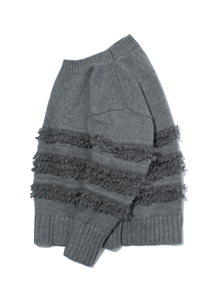 F/CE. "DUAL TEXTURE SHIFTED LINES KNIT" GRAY
