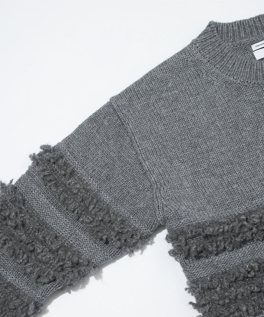 F/CE. "DUAL TEXTURE SHIFTED LINES KNIT" GRAY