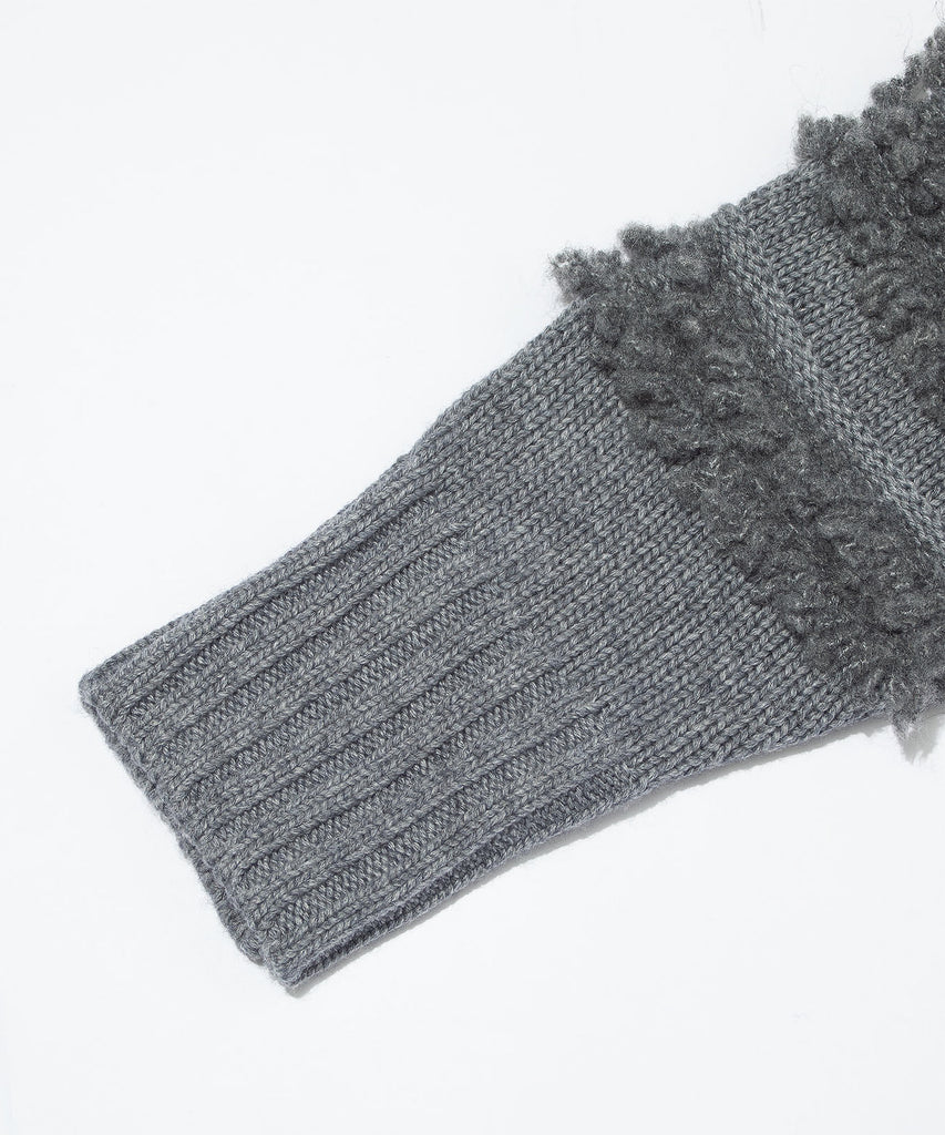 F/CE. "DUAL TEXTURE SHIFTED LINES KNIT" GRAY