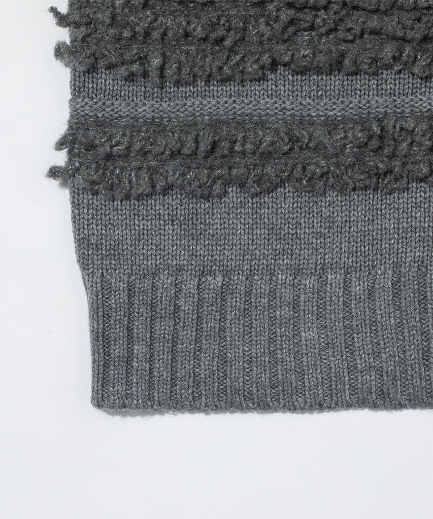 F/CE. "DUAL TEXTURE SHIFTED LINES KNIT" GRAY