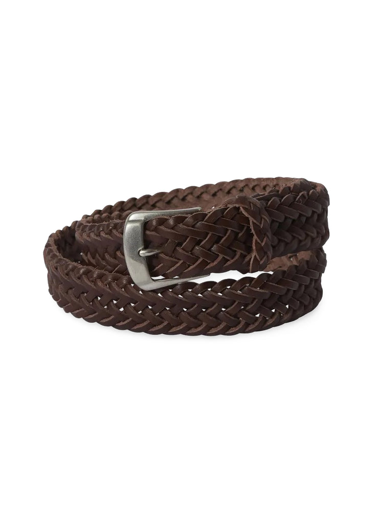 PHIGVEL MAKERS & CO. "LEATHER BRAIDED BELT" BRPWN