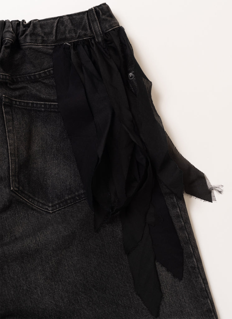 UNDERCOVER "FRINGED WIDE LEG JEANS" BLACK