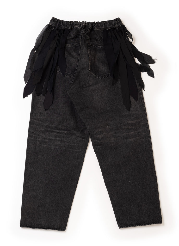 UNDERCOVER "FRINGED WIDE LEG JEANS" BLACK