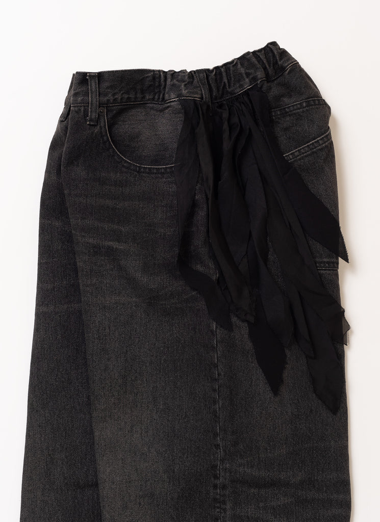 UNDERCOVER "FRINGED WIDE LEG JEANS" BLACK