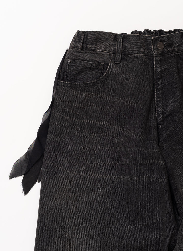 UNDERCOVER "FRINGED WIDE LEG JEANS" BLACK