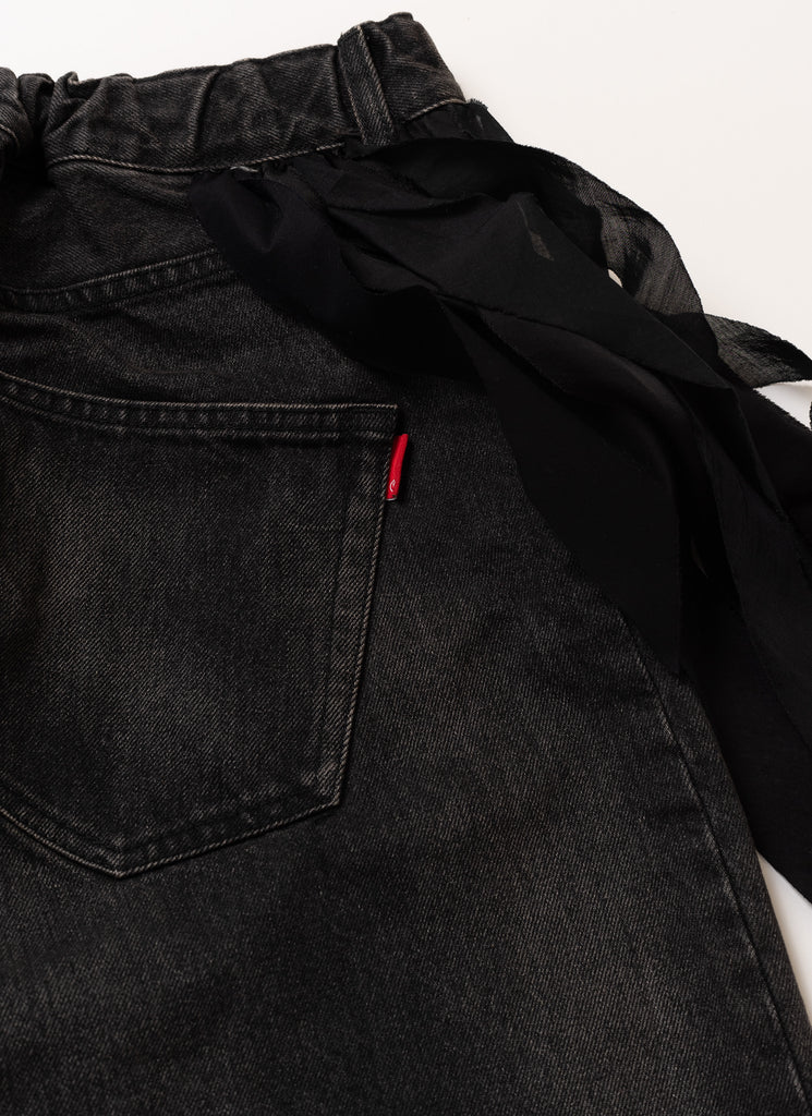 UNDERCOVER "FRINGED WIDE LEG JEANS" BLACK