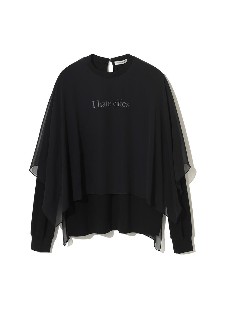 UNDERCOVER "TULLE L/S TOP" BLACK