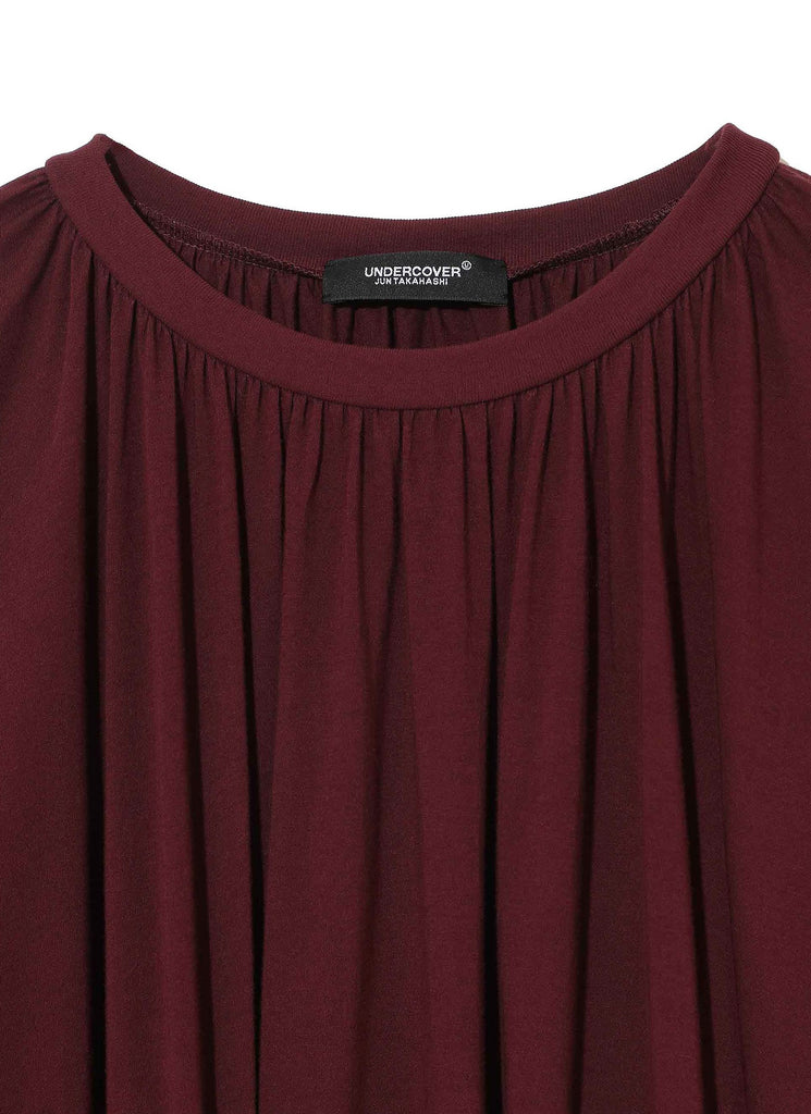 UNDERCOVER "COTTON GATHERED TOP" BORDEAUX