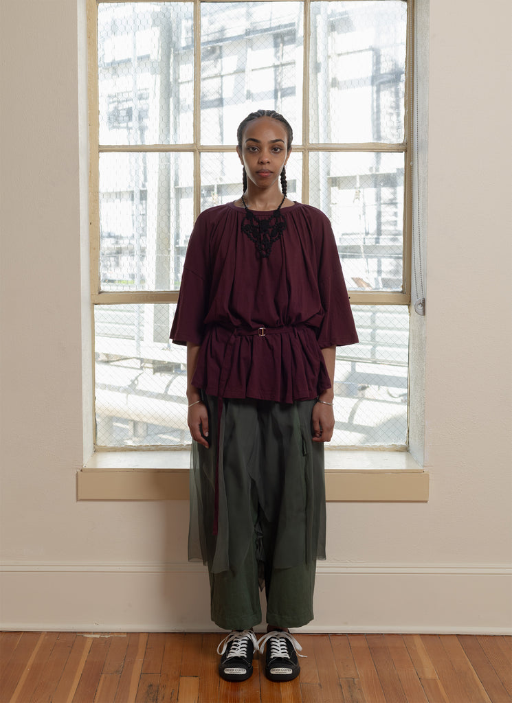 UNDERCOVER "COTTON GATHERED TOP" BORDEAUX