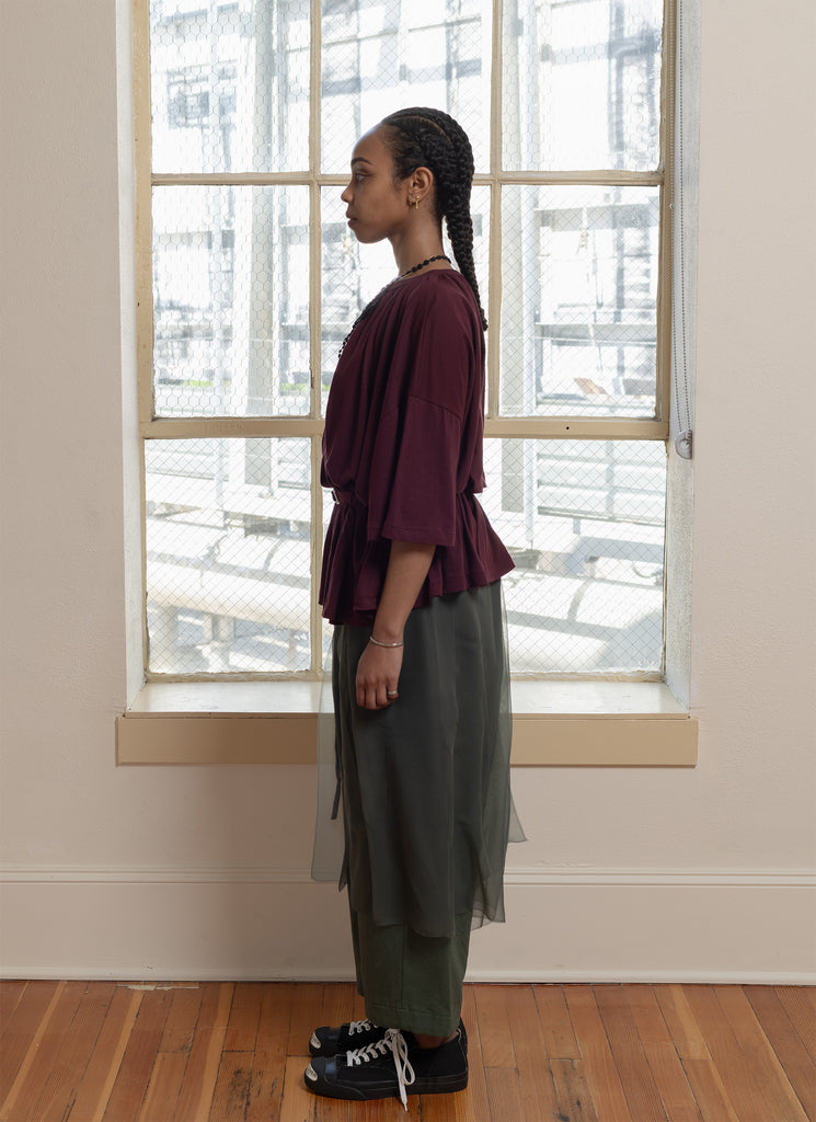 UNDERCOVER "COTTON GATHERED TOP" BORDEAUX